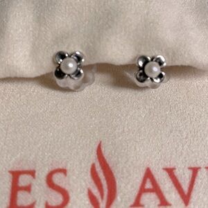 James Avery Sterling Silver Tiny Blossom Stud with Cultured Pearl Earrings